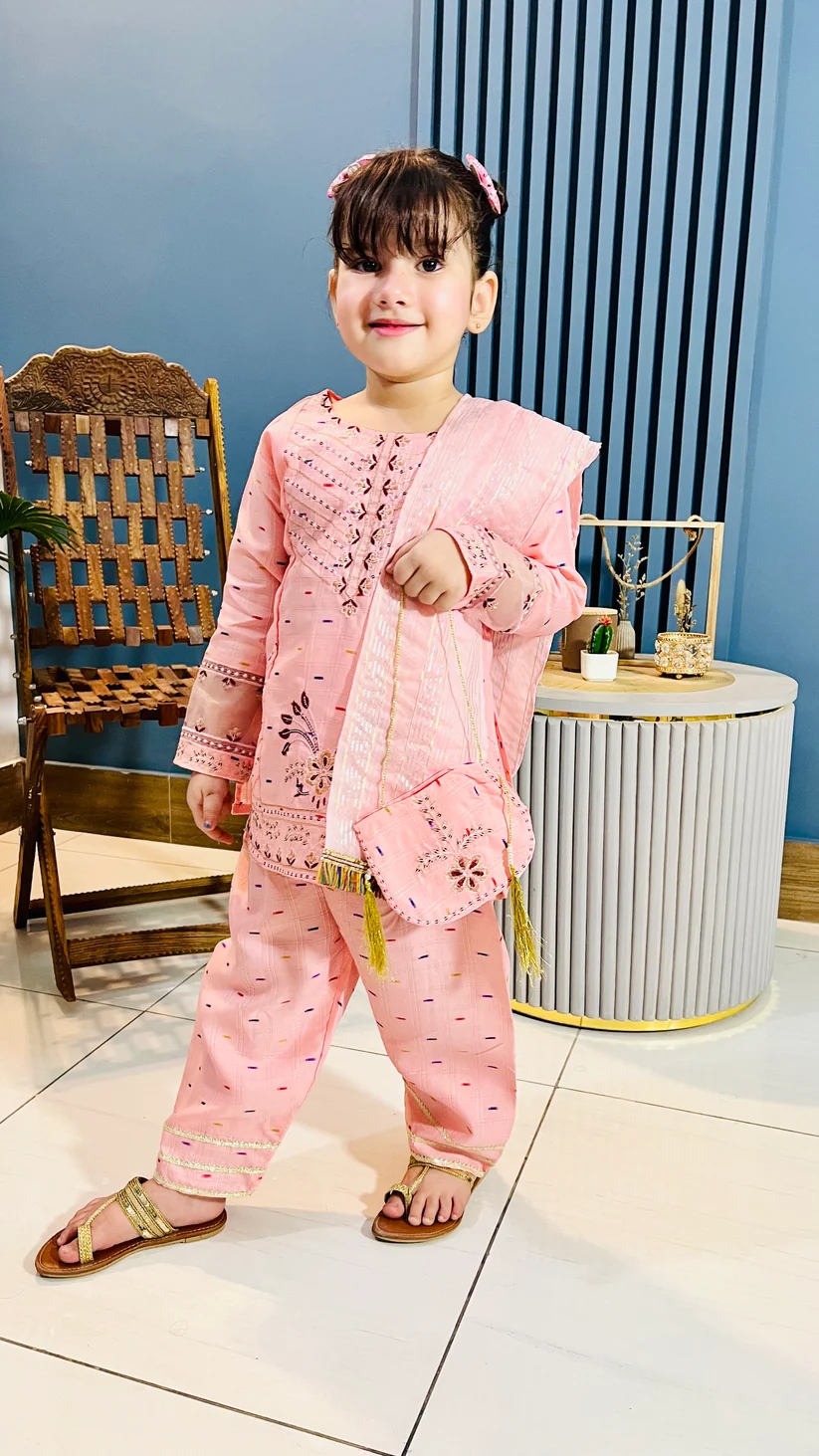 Girls Elegant Embroidered 4-Piece Suit