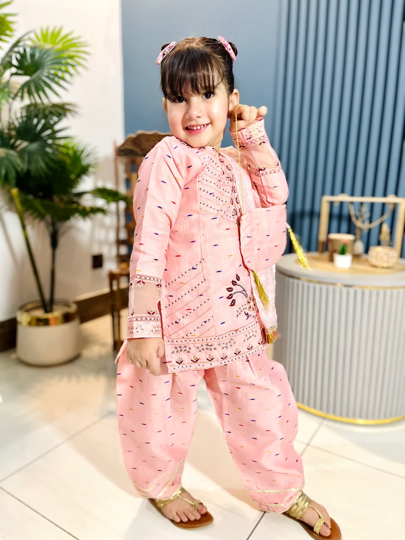 Girls Elegant Embroidered 4-Piece Suit