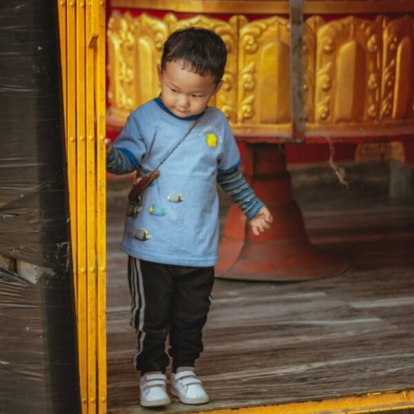 Black & Gold Printed Kids Tracksuit