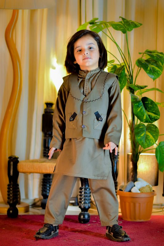 Kurta Suit with Traditional Embroidered Waistcoat