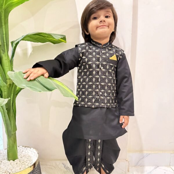 Black & Gold Ethnic Traditional Dhoti Set