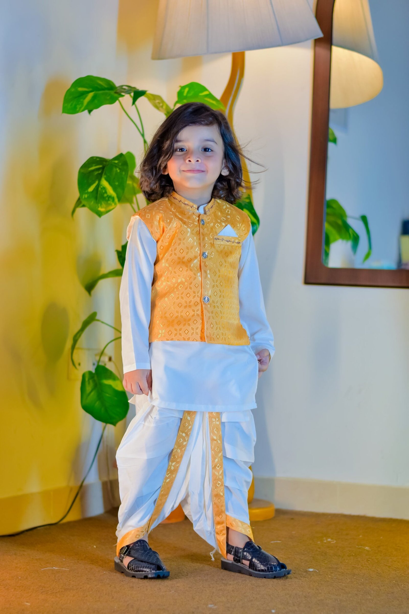 Classic kids kurta dhoti with waistcoat set