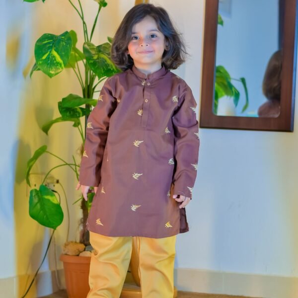 Embroidered Kurta with Mustard Shalwar