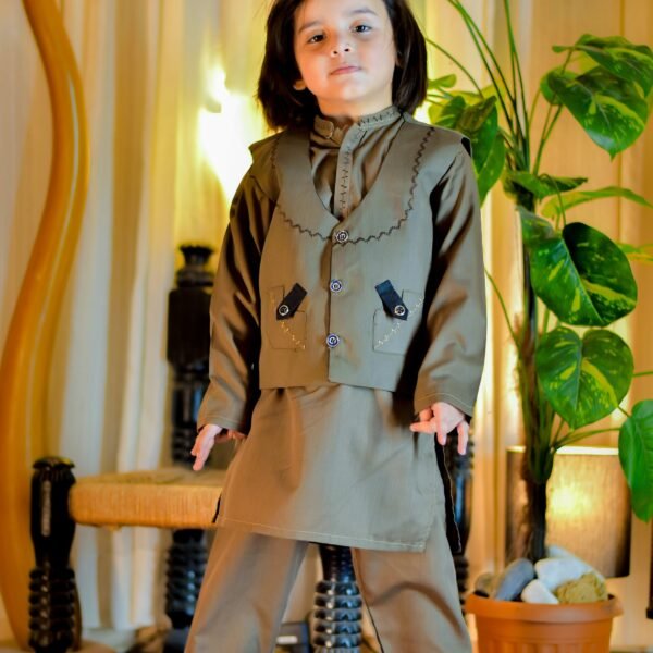 Kurta Suit with Embroidered Waistcoat Set