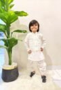 White embroidered traditional kids dhoti set