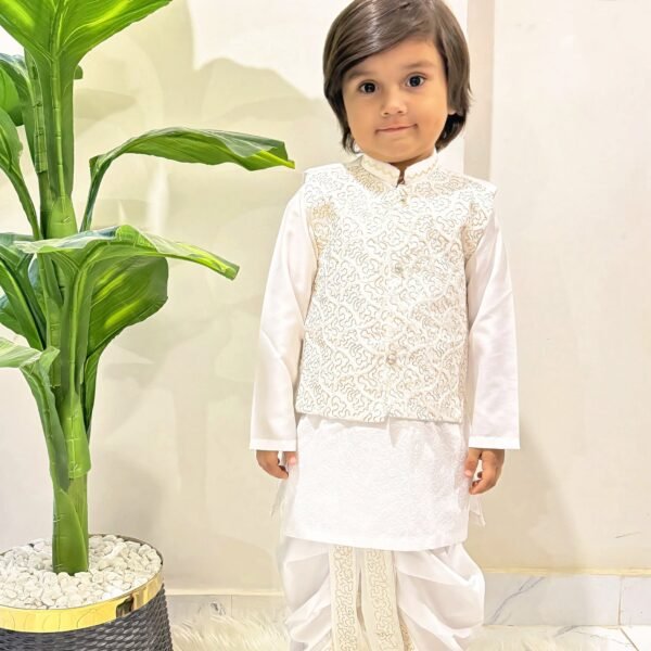 White Traditional Dhoti Set